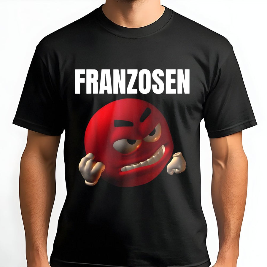 Franzosen T-Shirt | Angry Red Emoji Meme Graphic | 100% Cotton Premium Unisex Tee | Funny German Internet Humor Gift