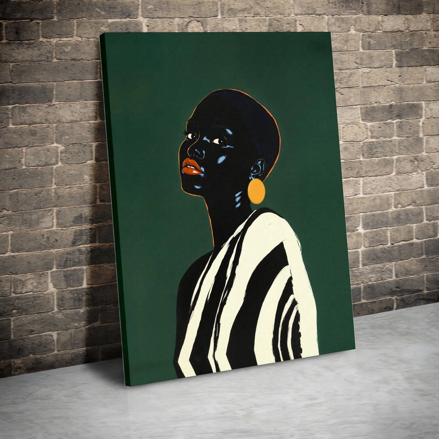 Black Woman Portrait Canvas Art | Modern Abstract Minimalist Graphic | Gallery Quality 1.25 Inch Profile | Elegant Home Decor Wall Print