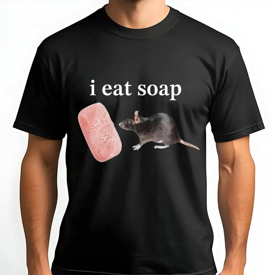 I Eat Soap Rat T-Shirt | Funny Internet Meme Graphic Tee | Premium Cotton Soft Crew Neck | Unique Gift for Gen Z & Meme Lovers