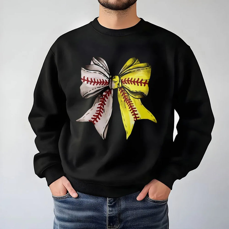 Baseball Softball Coquette Bow Sweatshirt | Aesthetic Baller Bow Graphic | Premium Soft Cotton Blend | Game Day Apparel for Sports Moms & Players