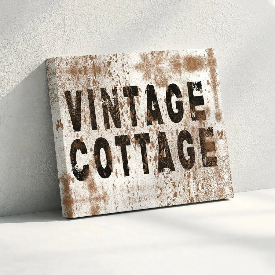 Vintage Cottage Wall Art | Distressed Rustic Typography Canvas Print | 1.25-Inch Gallery Wrap | Farmhouse Home Decor for Living Room Gift