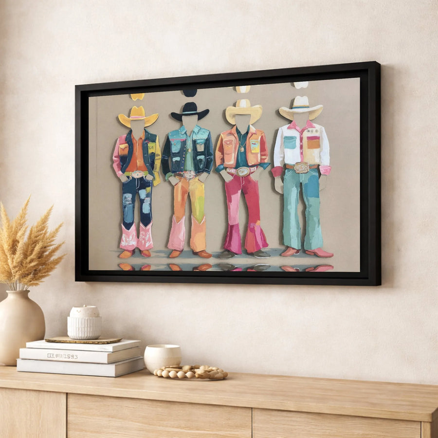 Colorful Western Cowboy Wall Art | Modern Southwestern Painting Print | 1.25 Inch Gallery Canvas | Unique Rodeo Decor Gift for Home