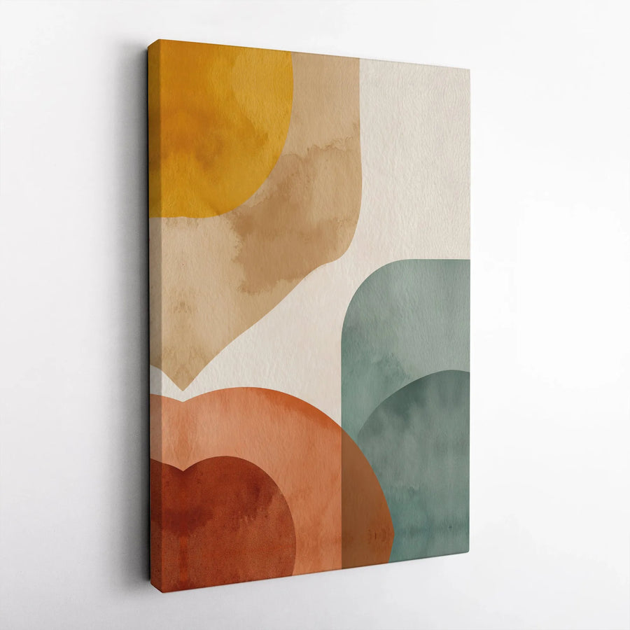 Modern Abstract Canvas Wall Art | Watercolor Earth Tone Boho Shapes | Premium Gallery Wrap 1.25" Frame | Minimalist Home Decor Gift