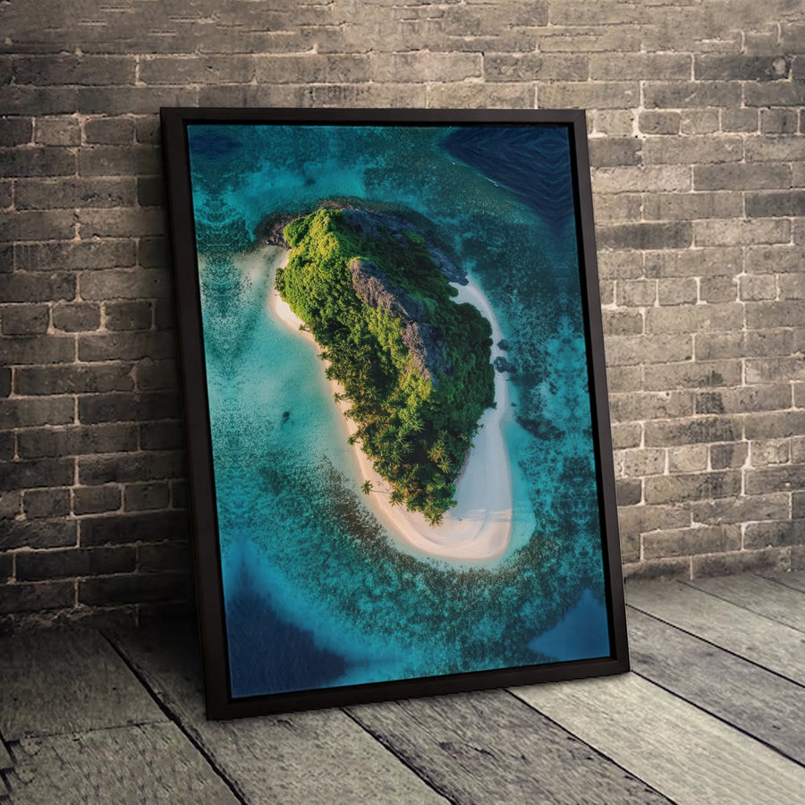 Tropical Island Canvas Wall Art | Aerial Ocean Beach Print | Premium Gallery Wrapped Decor | Coastal Living Home Gift