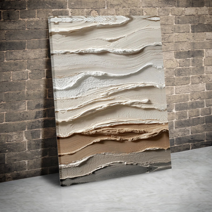 Textured Abstract Canvas Wall Art | Neutral 3D Effect Artwork | Premium Frameless Canvas | Modern Minimalist Home Decor Gift