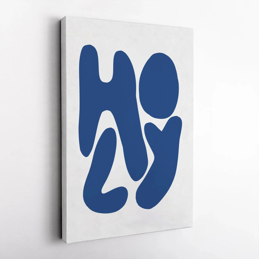 Holy Abstract Vertical Canvas | Minimalist Blue & White Typography | Premium Gallery Wrap | Modern Christian Home Decor Gift