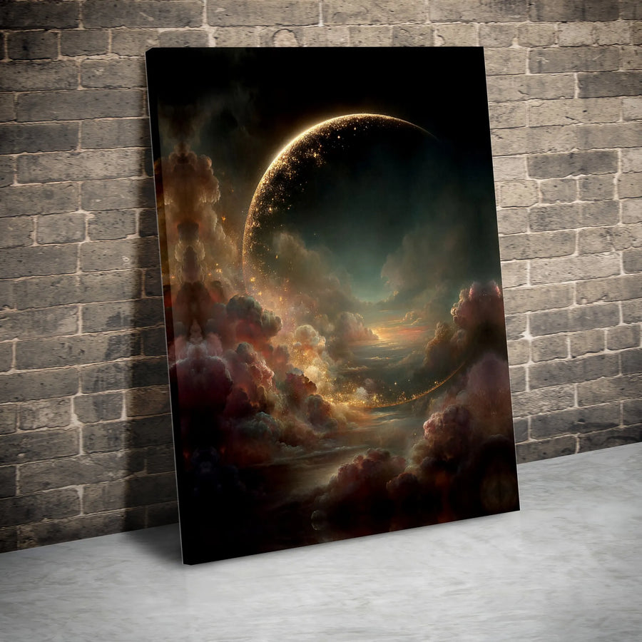 Cosmic Planet Canvas Art | Surreal Galaxy Planetscape with Nebula Clouds | Premium Fade-Resistant Print | Sci-Fi Wall Decor Collector's Gift