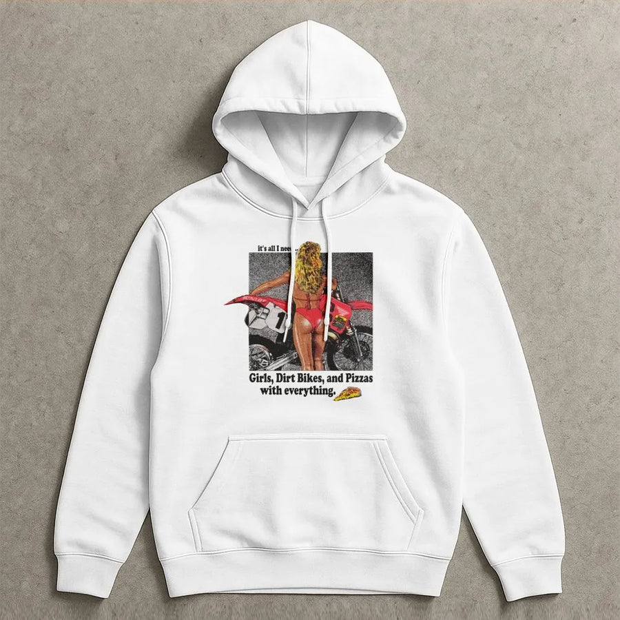 Motocross Graphic Hoodie | Vintage 90s Dirt Bike Aesthetic | Premium Cotton Blend | Funny Gift for Biker Men and Women