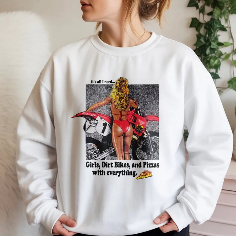 Motocross Graphic Sweatshirt | Vintage Style Dirt Bike Rider Design | Premium Soft Fleece Crewneck | Unique Gift for Motorcycle Enthusiasts