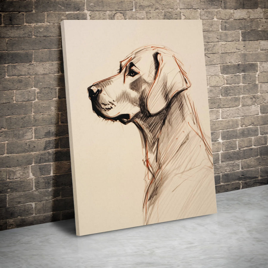Dog Sketch Canvas Wall Art | Minimalist Line Art Portrait | Premium Frameless Canvas | Modern Home Decor Gift for Dog Lover