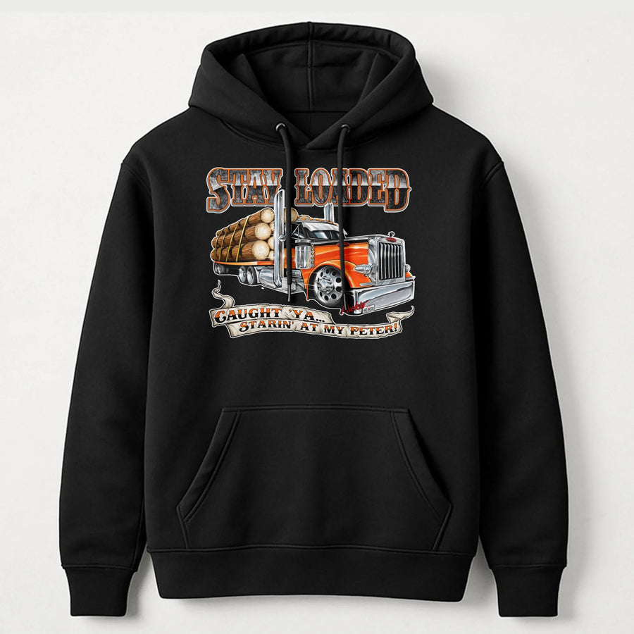 Stay Loaded Trucker Hoodie | Funny Logging Big Rig Graphic | Premium Cotton Blend | Gift For Truck Driver