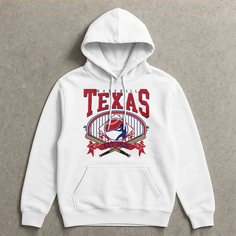 Texas Baseball Hoodie | Vintage Style Game Day Sweatshirt | Premium Cotton Blend | Gift for Texas Sports Fan