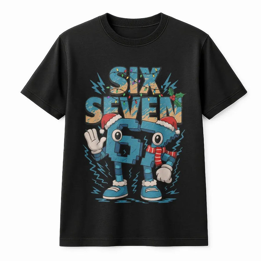 Number 67 Christmas T-Shirt | Funny Gaming Character Holiday Graphic | Premium Cotton Unisex Tee | Retro Meme Gift for Gamers