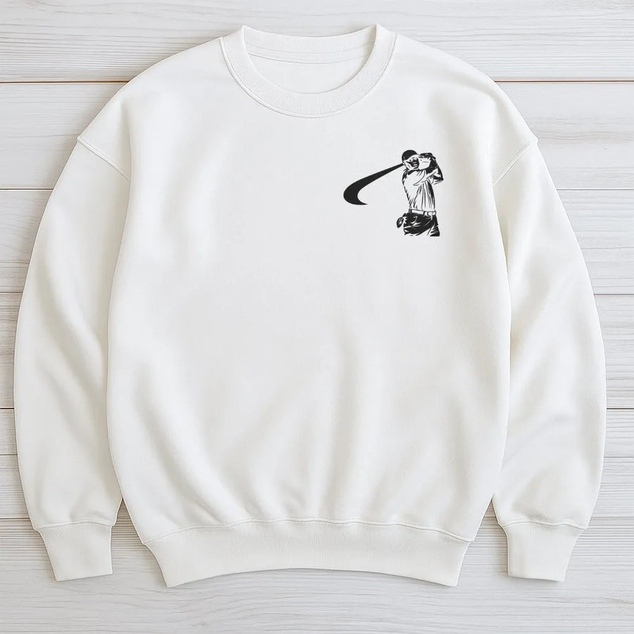 Minimalist Golfer Sweatshirt | Left Chest Golf Swing Graphic | Premium Cotton Tee | Gift for Dad, Husband, Golf Lover