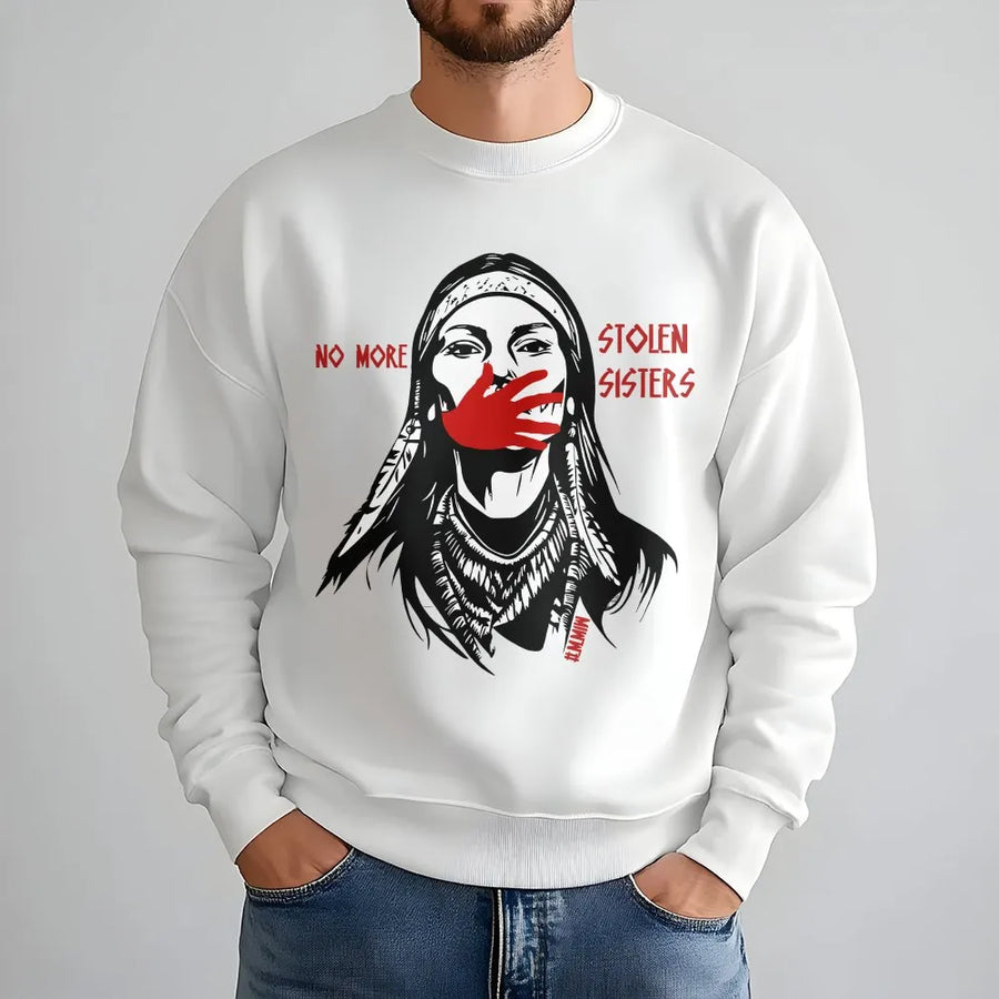 No More Stolen Sisters Sweatshirt | MMIW Red Handprint Graphic Tee | Premium Cotton | Indigenous Rights Awareness Gift