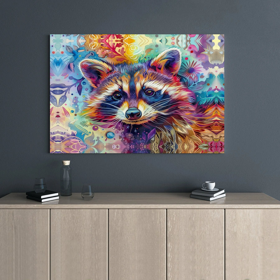 Colorful Raccoon Wall Art | Abstract Watercolor Animal Canvas Print | Premium 1.25-Inch Gallery Wrap | Wildlife Lover Home Decor Gift