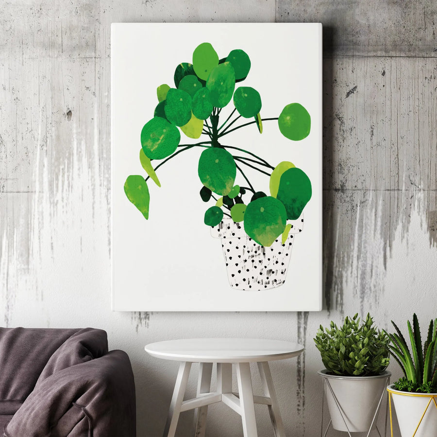 Pilea Peperomioides Canvas Wall Art | Minimalist Chinese Money Plant Print | Premium Gallery Wrap 1.25" Thick | Botanical Home Decor Gift for Plant Lovers