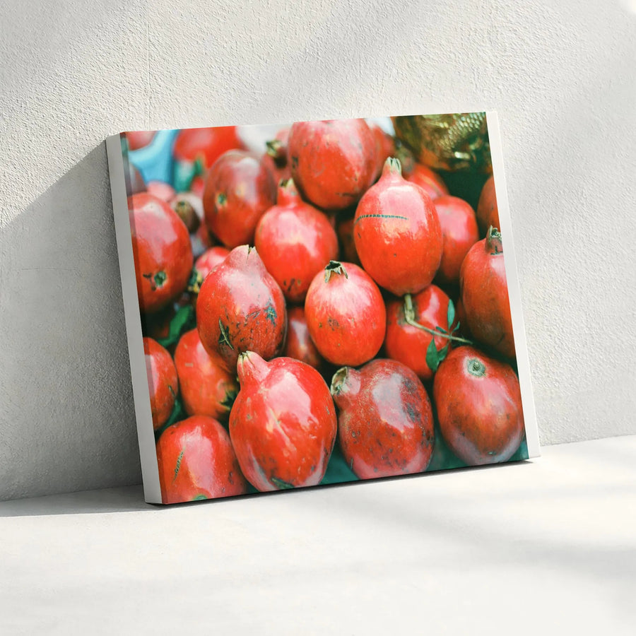 Pomegranate Canvas Wall Art | Vibrant Farmers Market Photography | Premium Gallery Wrapped Print | Kitchen & Dining Room Decor Gift
