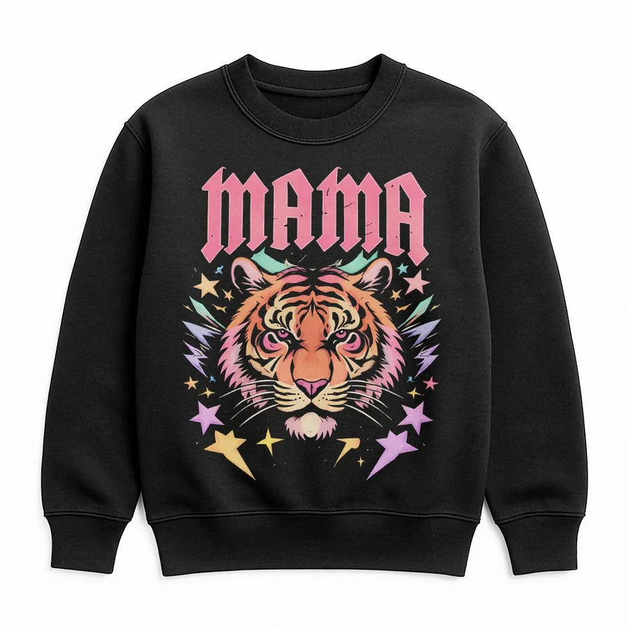 Mama Tiger Sweatshirt | Fierce Animal Mom Design | Soft Cotton Blend | Trendy Graphic Gift For Mom