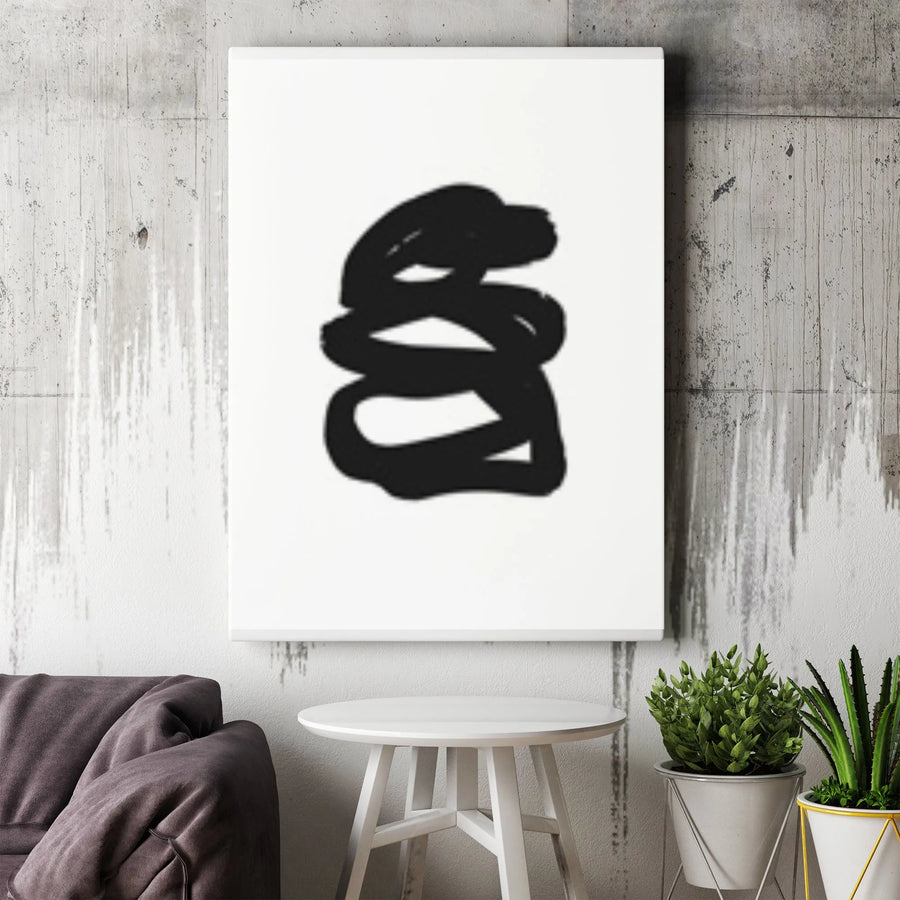 Minimalist Canvas Wall Art | Bold Black Brush Stroke Print | Premium Gallery Wrapped Canvas | Modern Abstract Home Decor Gift