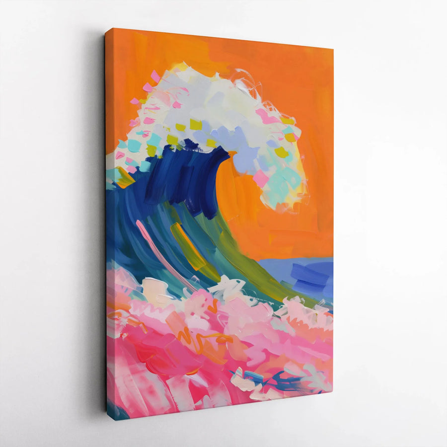 Abstract Ocean Wave Canvas Wall Art | Colorful Coastal Decor | Premium Fade-Resistant Print | Modern Living Room Home Gift