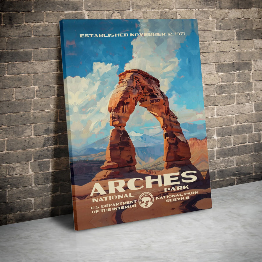 Arches National Park Canvas Print | Delicate Arch Vintage Travel Poster | Premium Gallery-Wrapped Wall Art | National Park Enthusiast Gift