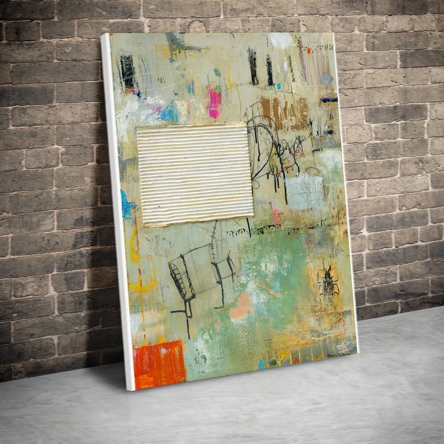 Abstract Street Art Canvas | Urban Mixed Media Collage Print | Premium Gallery Wrap Canvas | Modern Home Decor Gift