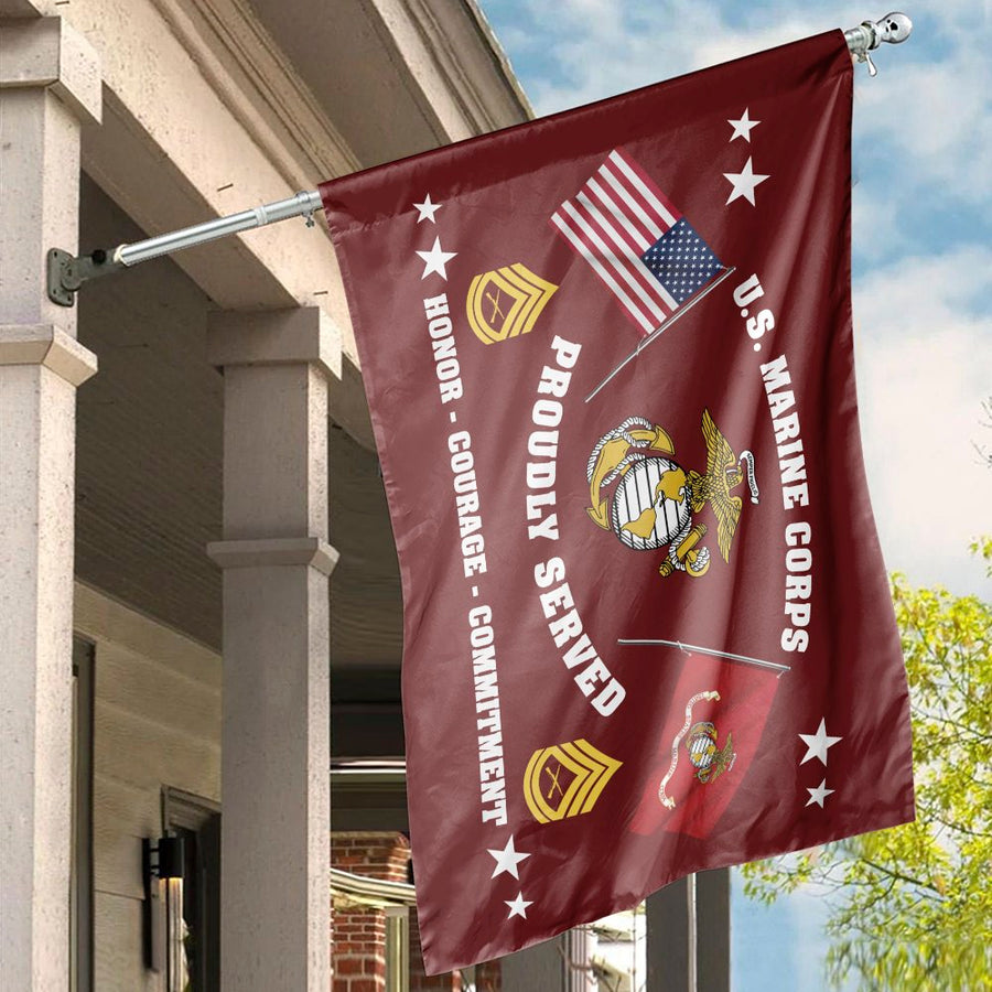 US Marine Corps Flag | Proudly Served EGA Design | Durable Premium Polyester | Veteran Military Garden & Home Decor Gift
