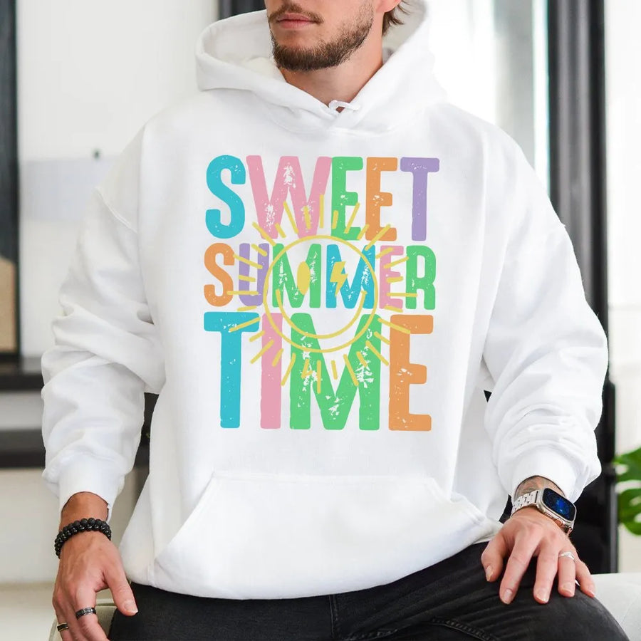Sweet Summer Time Shirt | Retro Graphic Tee with Pastel Colors | Premium 100% Cotton | Unisex Summer Vacation Gift
