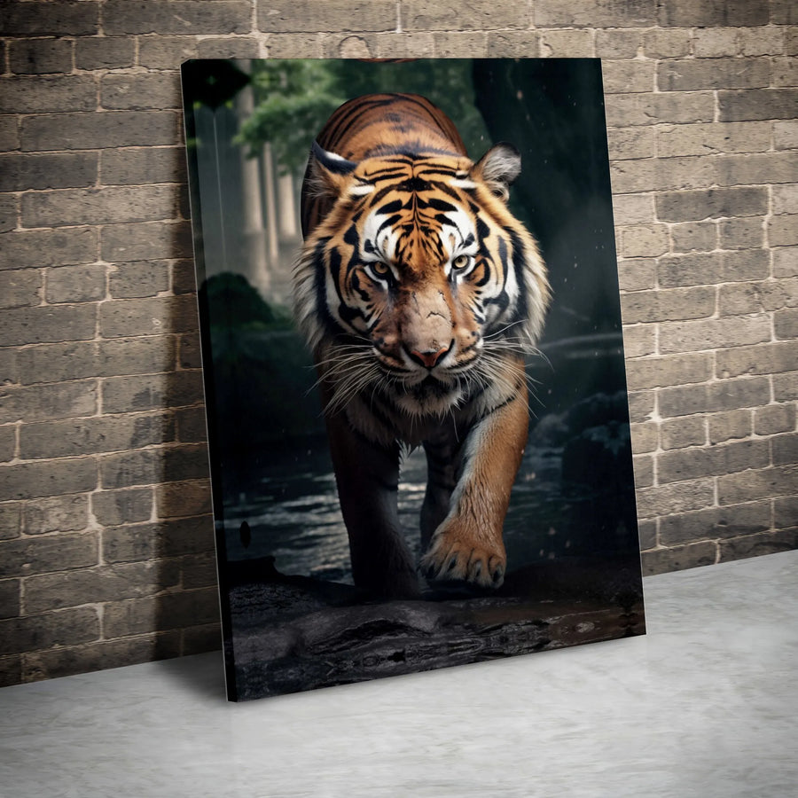 Tiger Canvas Wall Art | Fierce Jungle Predator Portrait | Premium 1.25" Gallery Wrap | Wildlife Home Office Decor Gift