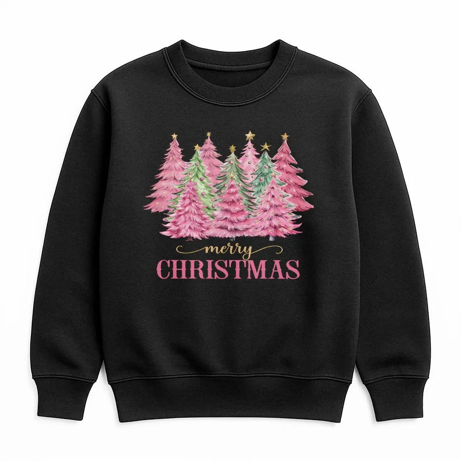 Pink Christmas Tree Sweatshirt | Aesthetic Holiday Graphic Crewneck | Premium Cotton-Blend Fleece | Cozy Winter Gift For Her