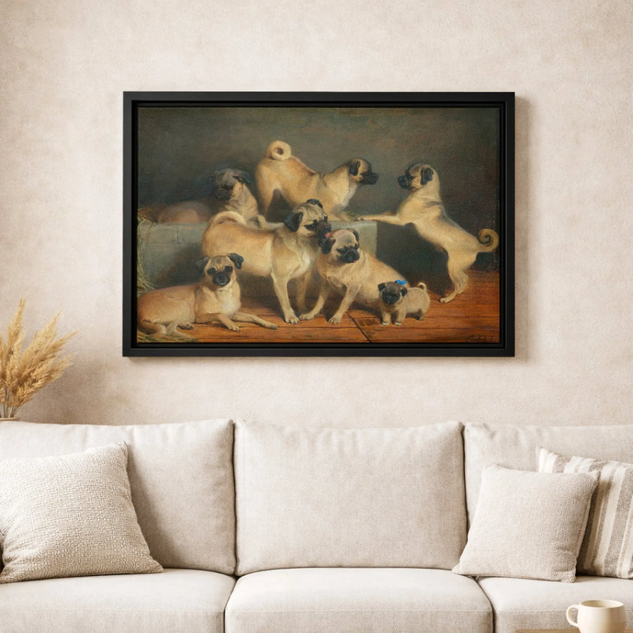 Pug Dog Oil Painting Canvas | Vintage Classic Animal Art Wall Decor | Premium Fade-Resistant Gallery Print | Perfect Gift for Dog Lovers