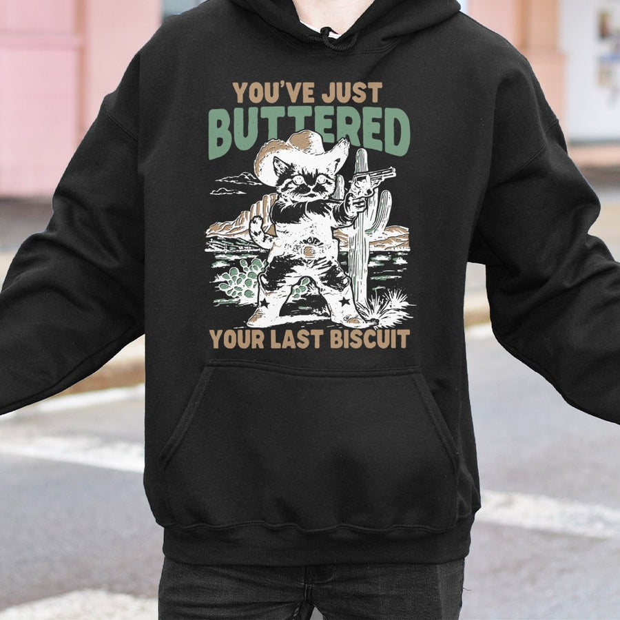 Cowboy Cat Hoodie | Funny Western Desert Graphic Print | Premium Cotton Blend | Gift for Cat Lovers & Western Fans