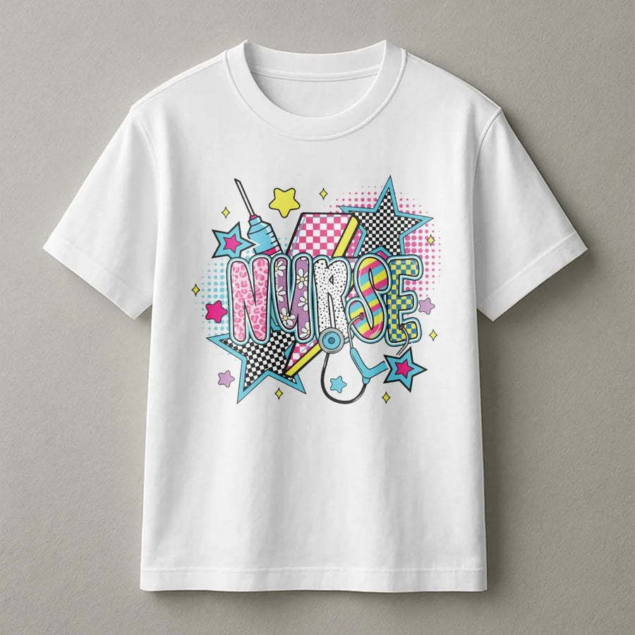 Nurse T-Shirt | Retro Checkered Aesthetic Nurse Life Graphic | 100% Cotton Premium Tee | Cute Nursing Student Gift For Graduation