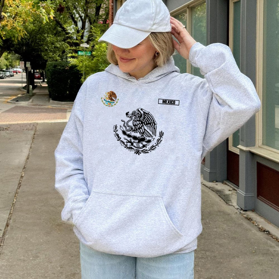 Mexico Eagle Flag Hoodie | Mexican Heritage Graphic Print | Premium Cotton-Blend Pullover | Patriotic Gift for Men and Women