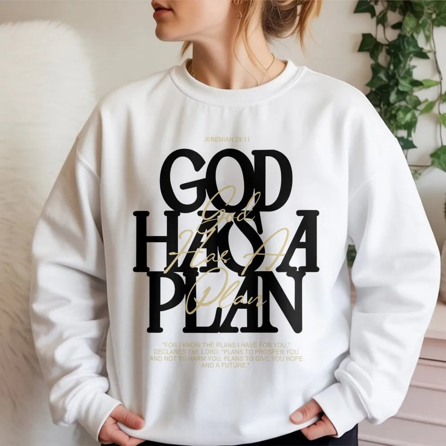 God Has A Plan Sweatshirt | Jeremiah 29:11 Bible Verse Scripture | Premium Soft Unisex Pullover | Christian Faith Inspirational Gift