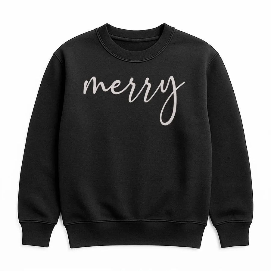 Merry Christmas Sweatshirt | Minimalist Script Holiday Pullover | Premium Cotton Blend | Unisex Seasonal Gift for Women and Men