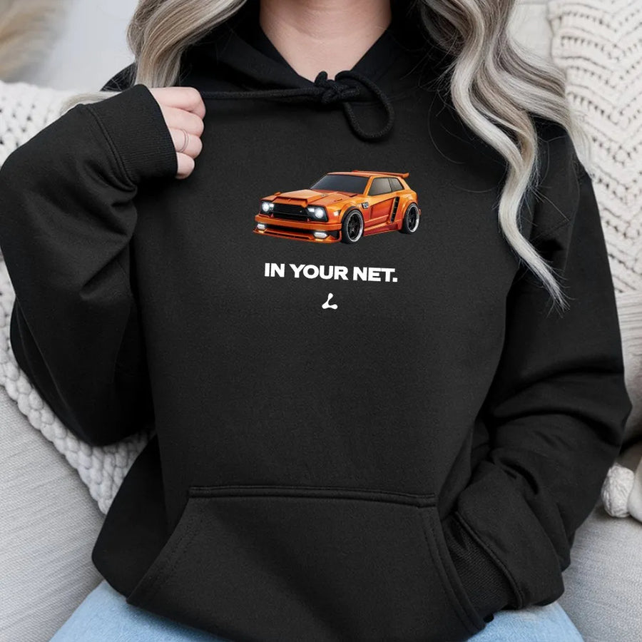 JDM Car Hoodie | Retro Orange Sports Car Graphic | Premium Cotton Blend Streetwear | Gift For Car Enthusiasts And Tuner Fans