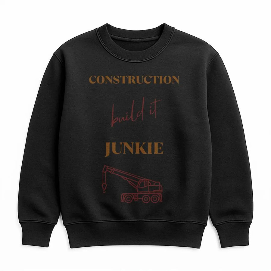 Construction Junkie Sweatshirt | Crane Truck Graphic Design | Premium Cotton Blend | Gift for Construction Worker or Contractor