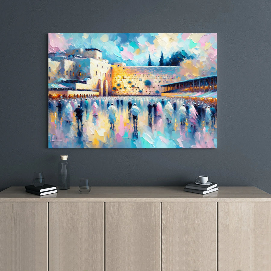 Western Wall Canvas Art | Abstract Impressionist Jerusalem Kotel Painting | Premium Gallery Wrapped Wall Decor | Jewish Home Interior Gift