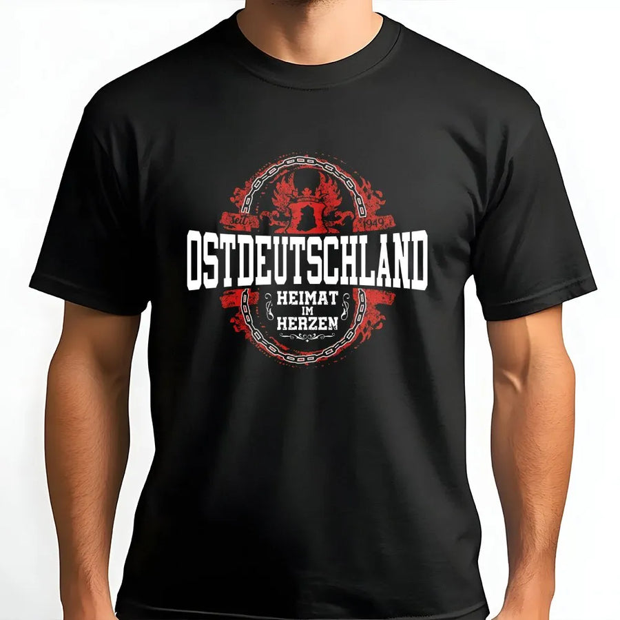 Ostdeutschland Heimat im Herzen T-Shirt | Vintage DDR Ostalgie Design | Premium Baumwolle Shirt | Geschenk für Ostdeutsche & Geschichtsfans