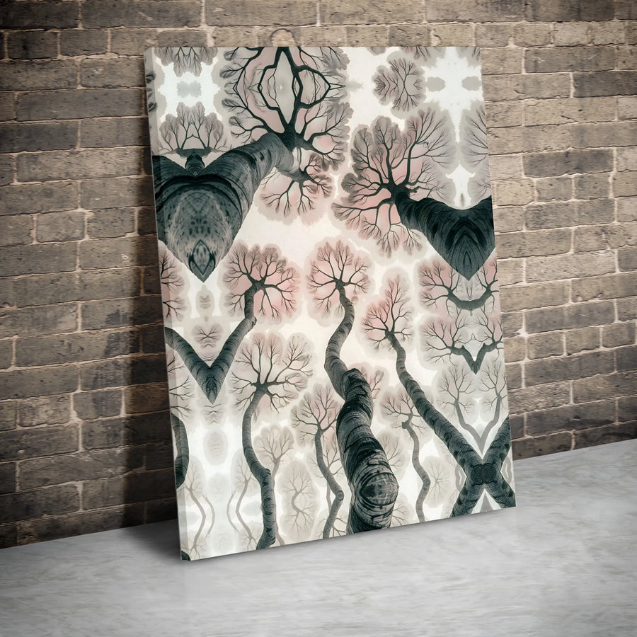 Abstract Tree Canopy Canvas Print | Surreal Upward View Forest Art | Premium Fade-Resistant Canvas | Modern Home Decor Gift