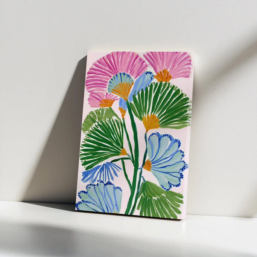 Abstract Floral Vertical Canvas | Vibrant Painterly Botanical Print | Premium 1.25" Thick Gallery Wrap | Modern Living Room Decor Gift for Her