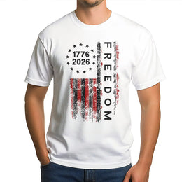1776-2026 T-Shirt | Distressed American Freedom Flag Graphic | Premium Cotton Tee | Patriotic USA Semiquincentennial Gift for Men & Women