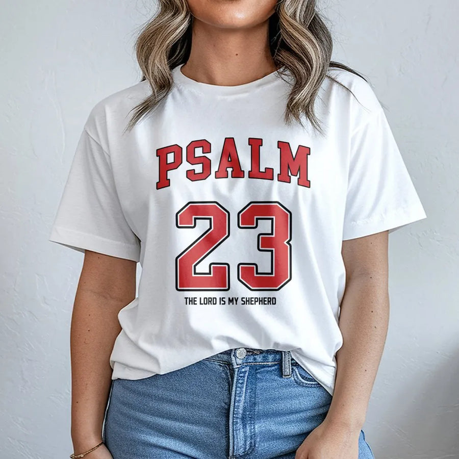Psalm 23 T-Shirt | The Lord Is My Shepherd Religious Graphic Tee | Premium Cotton Christian Apparel | Faith-Based Gift For Men And Women
