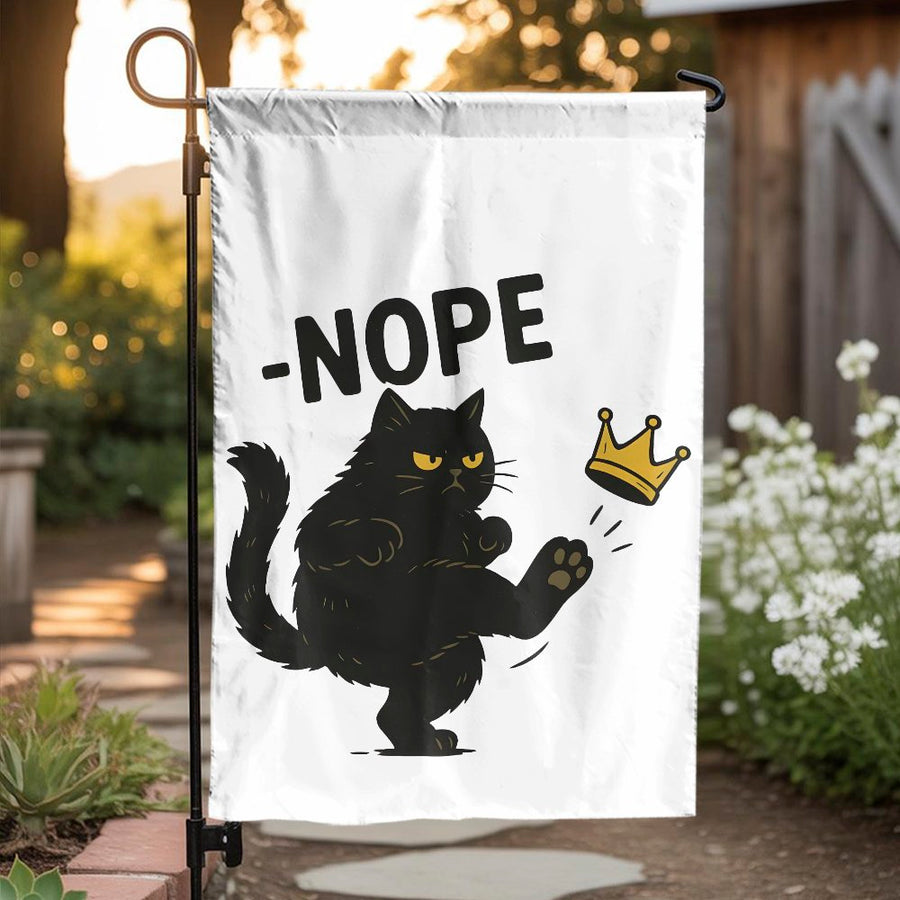 Sassy Black Cat Garden Flag | Funny Nope Attitude Design | Weather-Resistant Polyester Yard Decor | Unique Gift for Cat Lovers