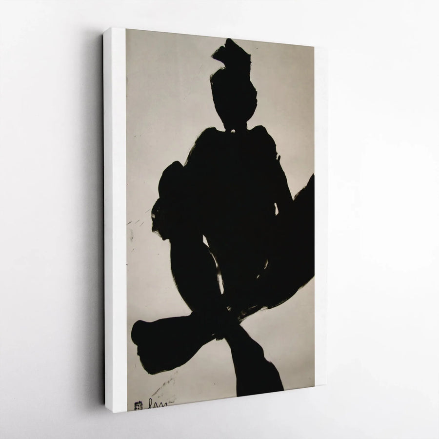 Abstract Ink Wash Vertical Canvas | Minimalist Japanese Brushstroke Art | Premium Gallery Wrapped Print | Modern Zen Home Decor Gift