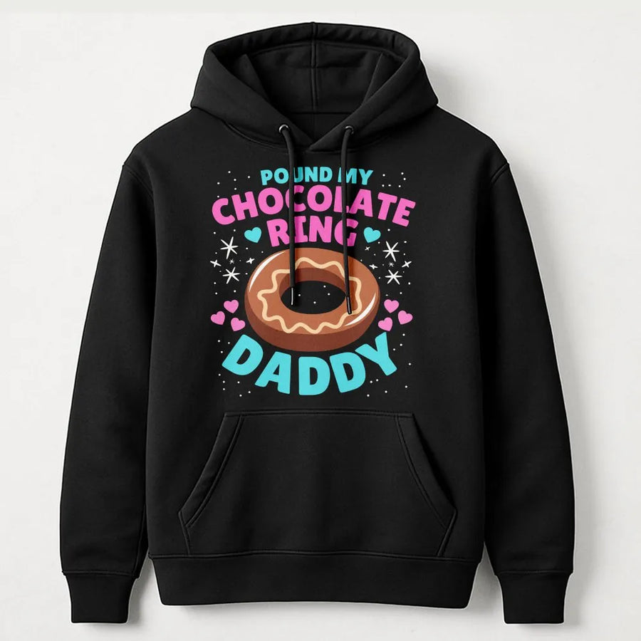 Funny Donut Hoodie | Inappropriate Chocolate Pun Graphic | Soft Cotton-Poly Blend | Gift for Dad or Donut Lover