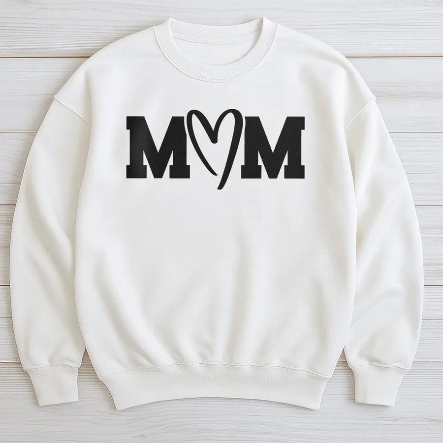 Mom Heart Sweatshirt | Minimalist Love Graphic Tee | Soft Cotton Unisex Top | Gift for Mothers Day from Son Daughter