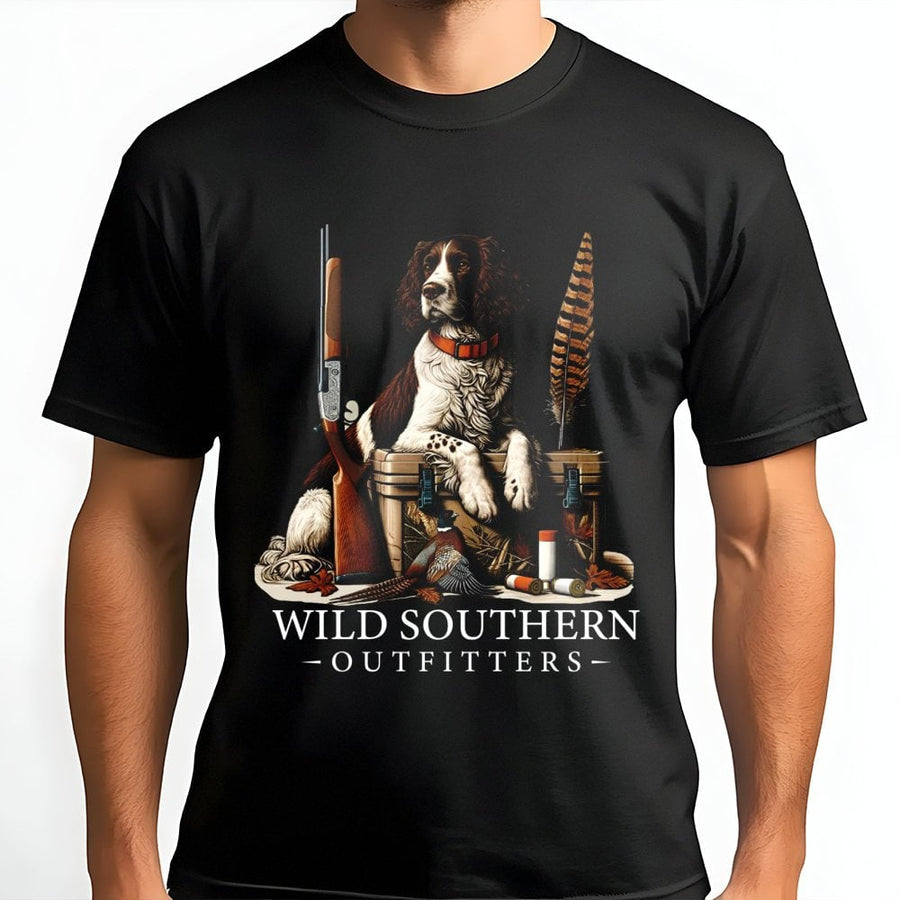 Springer Spaniel Hunting T-Shirt | Bird Dog Field Design | Premium Cotton Apparel | Gift for Outdoorsmen, Hunters, and Dog Lovers